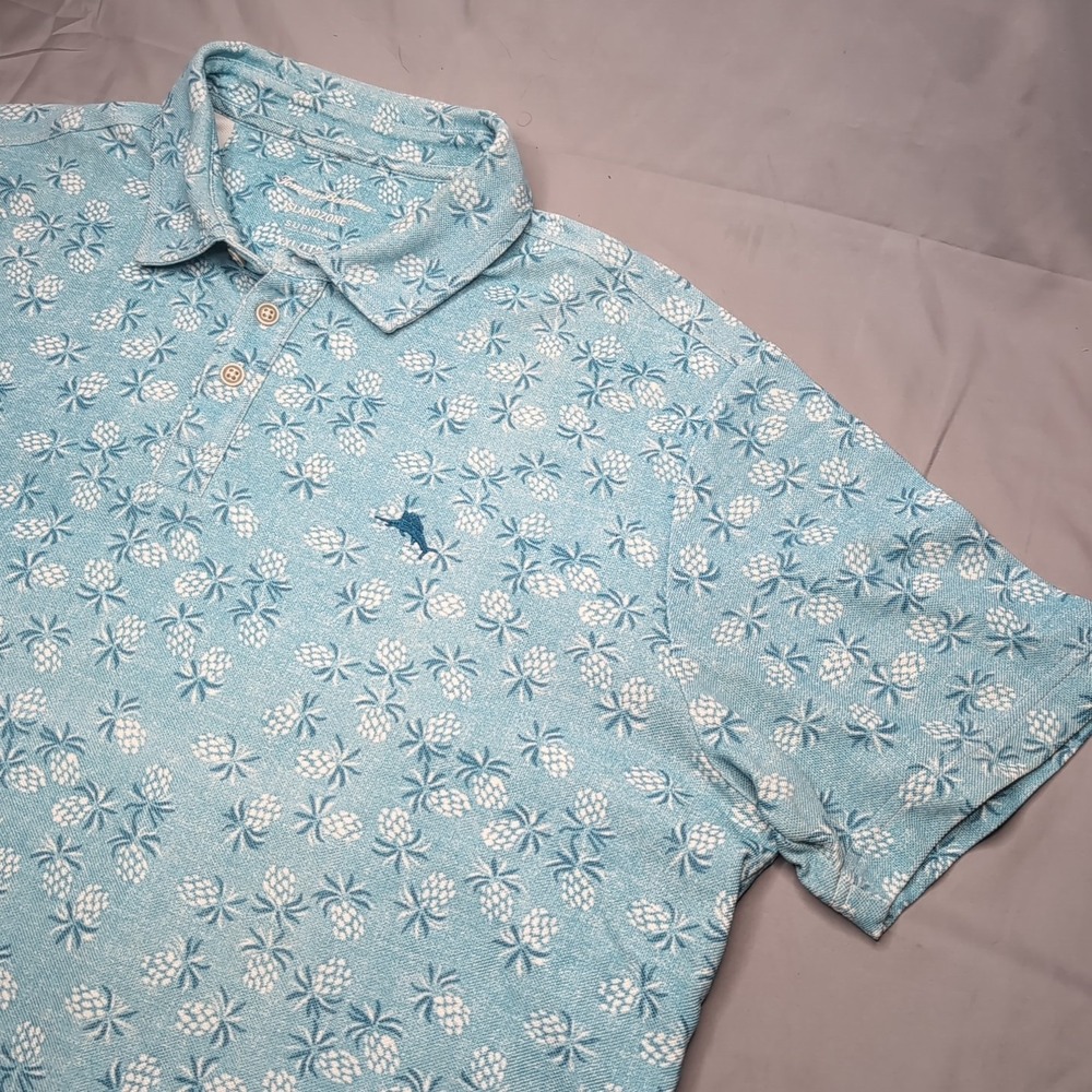 Tommy Bahama Polo Shirt Mens XXL Green Island Zone Supima Pineapple Aloha